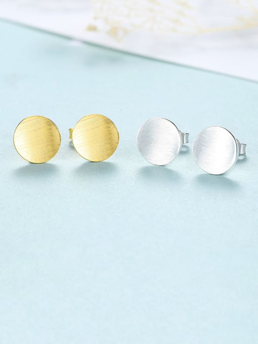 CCUI 925 Sterling Silver With Smooth Simplistic Round Stud Earrings 2