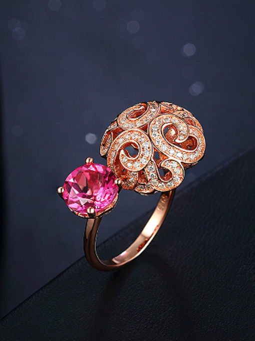 Deli Classical Rose Gold Topaz Gemstone Cocktail Ring 0