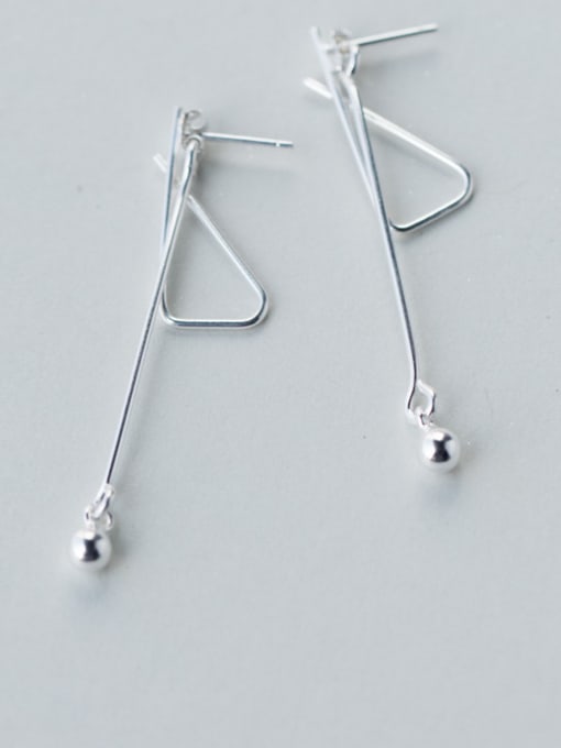 silver Fresh 925 Silver Triangle Shaped Drop Earrings