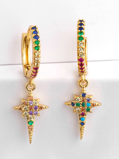 CC Copper With Cubic Zirconia Fashion Cross Cluster Earrings 0