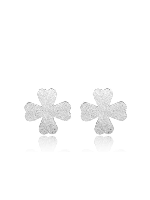 kwan Small Flower Shaped Matt Silver Stud Earrings 0