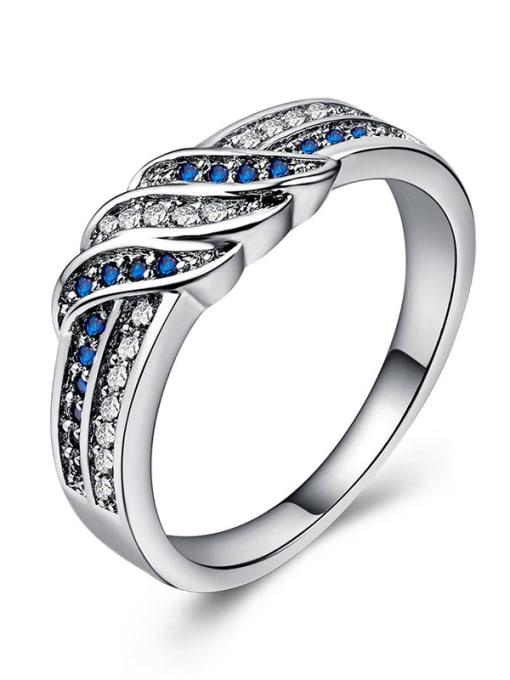 blue Copper With  Cubic Zirconia  Personality Irregular Band Rings