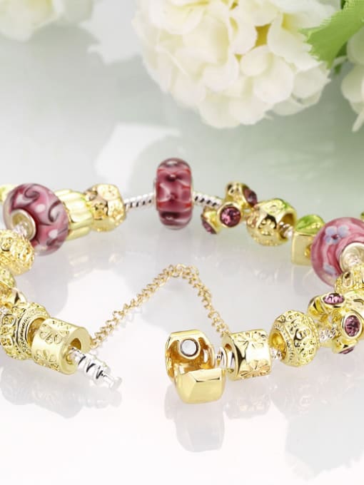 OUXI 18K Gold Luxury Lucite Beads Bracelet 2
