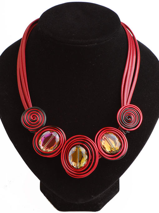 Qunqiu Fashion Exaggerated Handmade Winding-stones Alloy Necklace 1