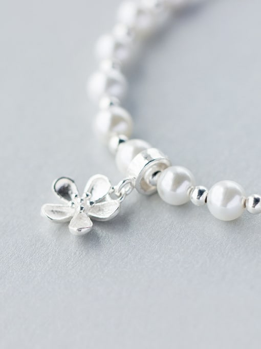 Rosh S925 Silver Sweet Pearl Bead Flower Lovely Bracelet 1