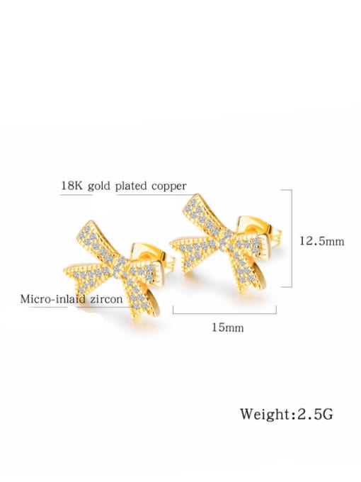 Open Sky Copper With 18k Gold Plated Classic Bowknot Earrings 3