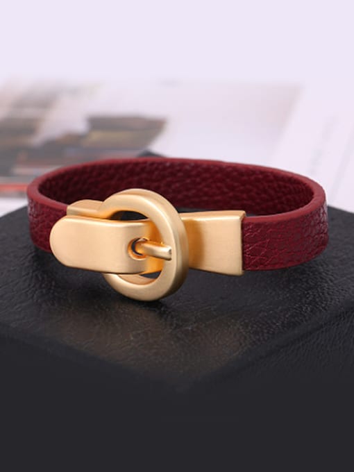 red High-grade Geometric Shaped Artificial Leather Bangle