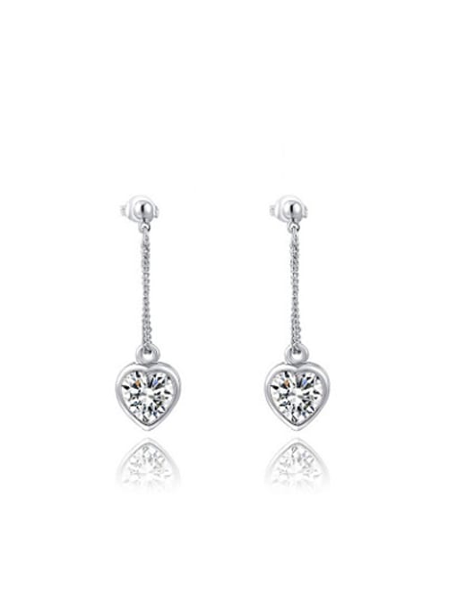 Platinum Women All-match Heart Shaped Drop Earrings