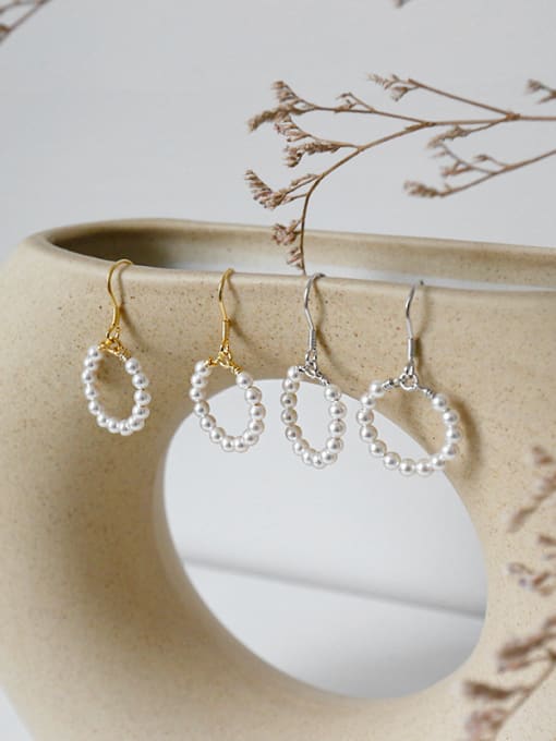 DAKA Sterling silver simple imitation pearl earrings 2