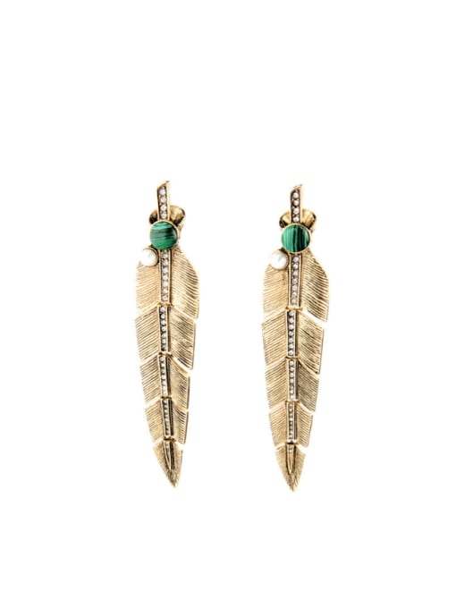 KM Leaf Shaped Alloy Stud drop earring