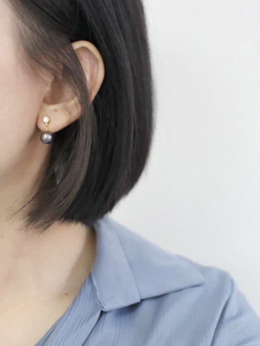 DAKA Fashion Artificial Pearl Cubic Zircon Silver Stud Earrings 1
