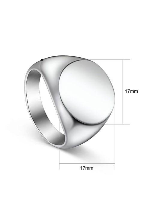 RANSSI Titanium Round Smooth Signet Ring 2