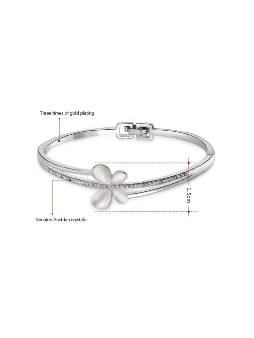 Platinum Natural Style Butterfly Shaped Opal Bangle
