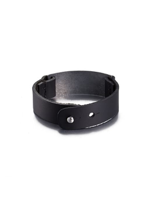 OUXI Retro style Black Artificial Leather Bracelet 3