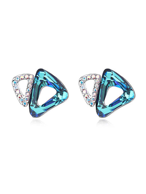 blue Shiny austrian Crystals Alloy Stud Earrings