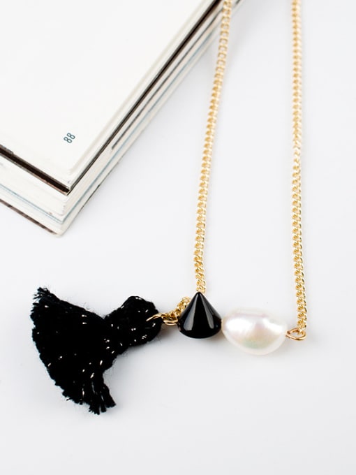 Lang Tony Elegant Women Artificial Pearl Tassels Necklace 1