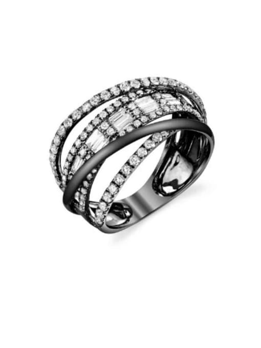 black Copper whith Cubic Zirconia Line cross ring