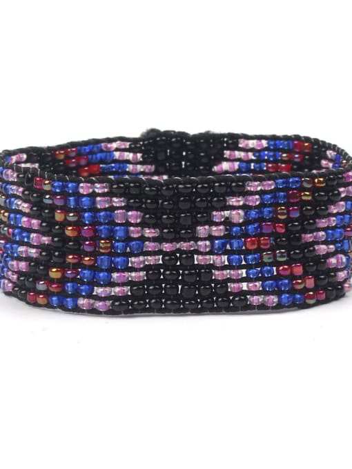 HB642-D Geometric Pattern National Style Exaggerate Woven Bracelet