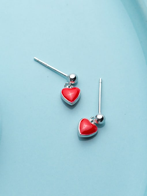 Rosh 925 Sterling Silver With Platinum Plated Classic Heart Stud Earrings 0