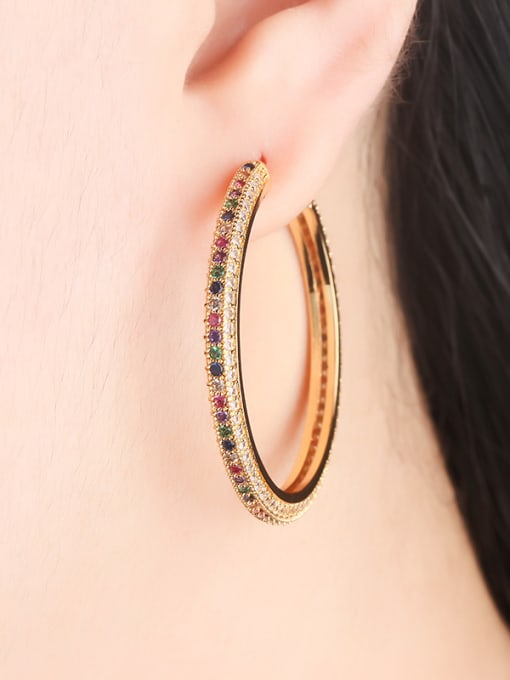 ROSS Copper With  Cubic Zirconia Delicate Round Hoop Earrings 1