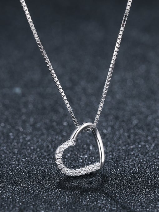 Platinum 925 Sterling Silver With Platinum Plated Simplistic Heart Locket Necklace