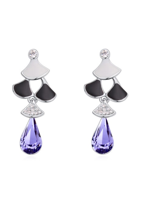 purple Exquisite Personalized Water Drop austrian Crystals Alloy Earrings