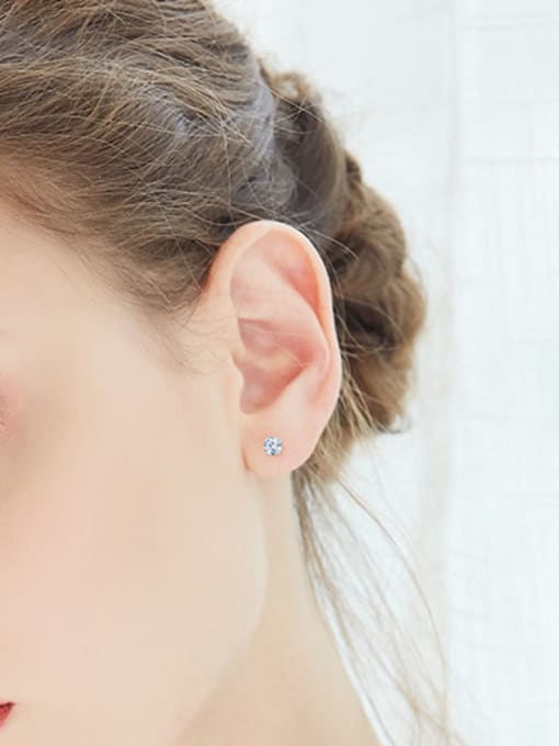 CEIDAI Simple Tiny Cubic Zircon 925 Silver Stud Earrings 1