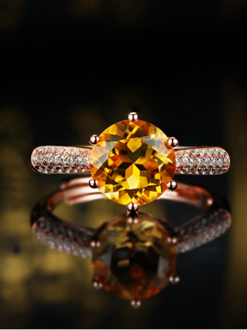 Deli Rose Gold Plated Citrine Zircon Engagement Ring 1