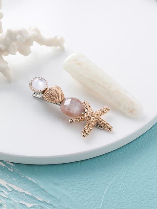 F white (starfish ellipse) Alloy With Resin  Fashion Starfish shell  Barrettes & Clips