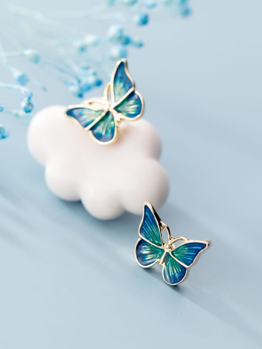 Rosh 925 Sterling Silver With Gold Plated Cute Butterfly Stud Earrings 3