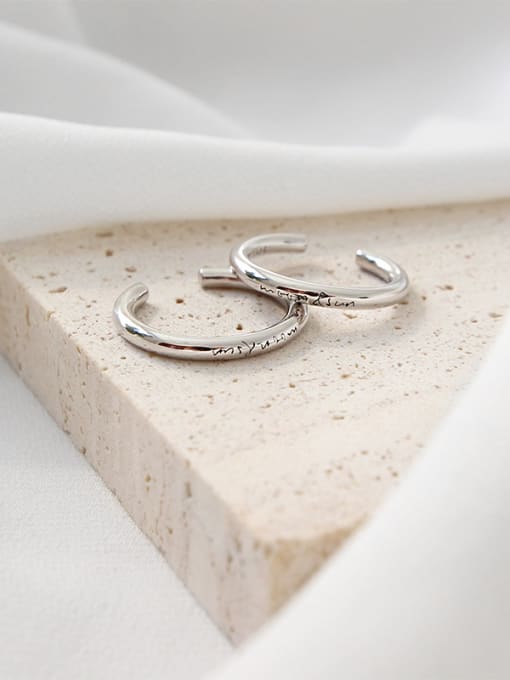 DAKA 925 Sterling Silve  Simple and smooth English free size rings 1