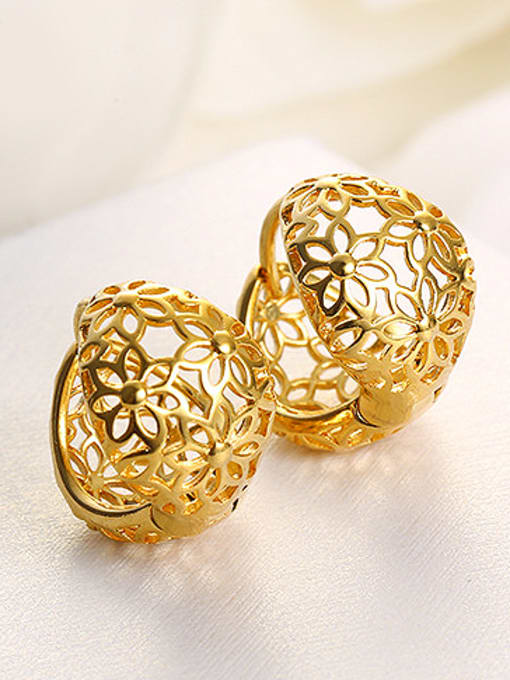 XP Copper Alloy 24K Gold Plated Ethnic style Hollow Clip clip on earring 1