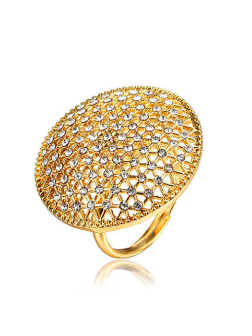 SANTIAGO Luxury 18K Gold Plated Net Design Zircon Ring 0