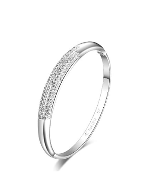 XP Copper Alloy White Gold Plated Simple style Zircon Bangle