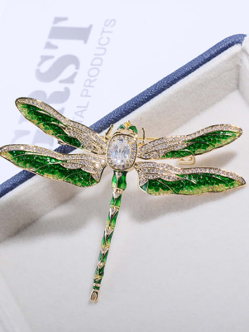 Hua Copper With cubic zirconia Cute Insect Dragonfly Brooches 2