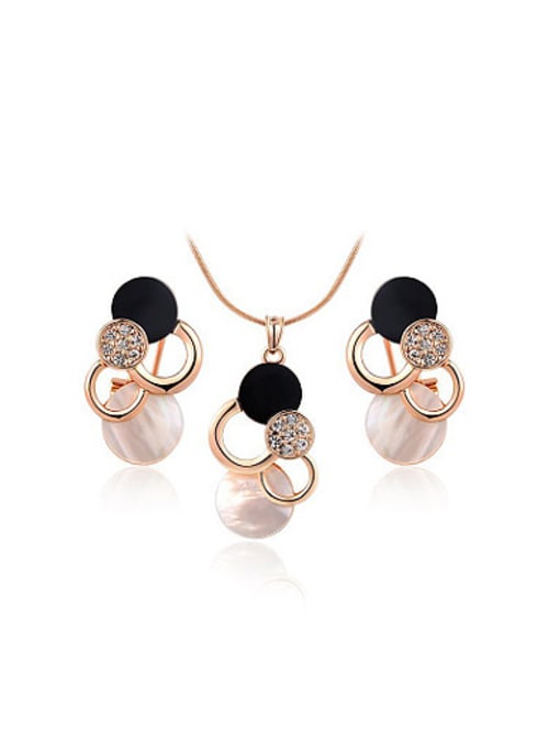 Ronaldo All-match Rose Gold Plated Cloud Shaped Austria Crystal Two Pieces Jewelry Set 0