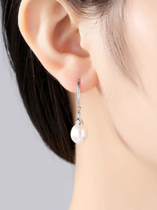 CCUI Pure silver with 3A zircon sticky 8-9mm natural freshwater pearl earrings 1