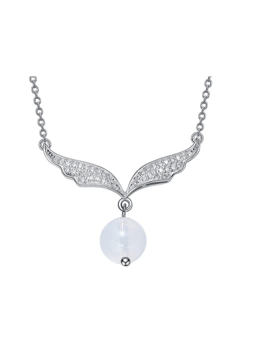 CEIDAI Fashion White Crystal Bead Zircon Silver Necklace 0