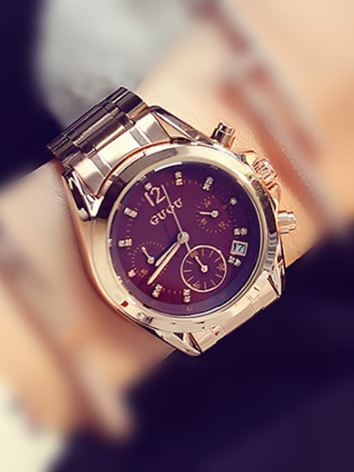 Purple GUOU Brand Fashion Business Mechanical Watch