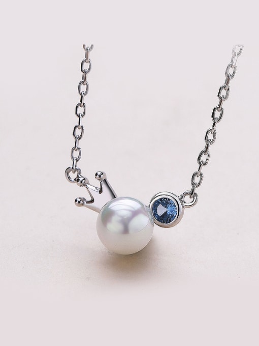 One Silver Elegant Crown Pearl Necklace 1