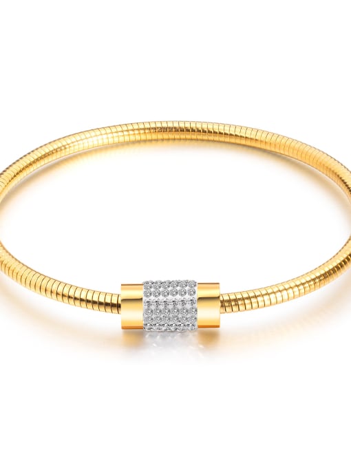 926 - Gold Stainless Steel With Rose Gold Plated Simplistic Magnetic ring buckle Geometric Bangles