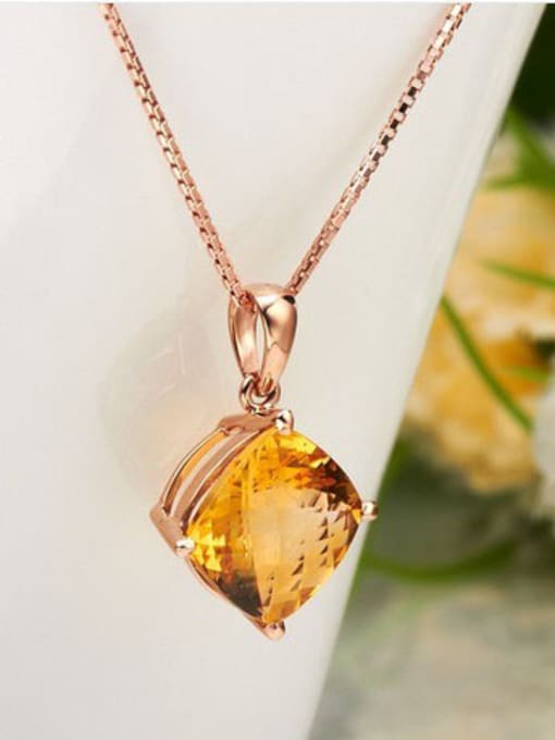 Ya Heng Fashion Yellow Crystal Rose Gold Plated Copper Pendant 2