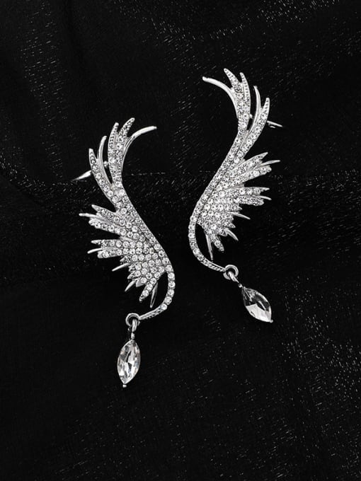 Girlhood Alloy With Platinum Plated Delicate Angel Wing Drop Earrings 1