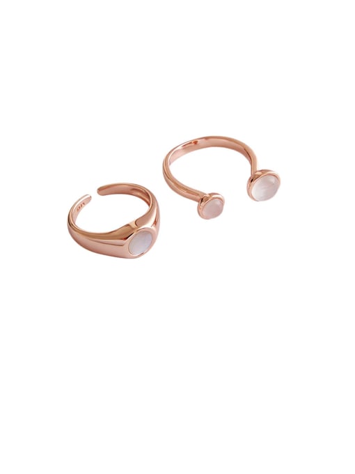 DAKA 925 Sterling Silver With Rose Gold Plated Simplistic Round Free Size  Rings 0