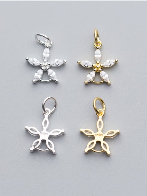 FAN 925 Sterling Silver With 18k Gold Plated Delicate Flower Charms 1