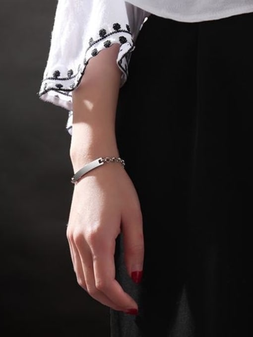 Silvery Fashionable Geometric Shaped Silver Plated Bracelet
