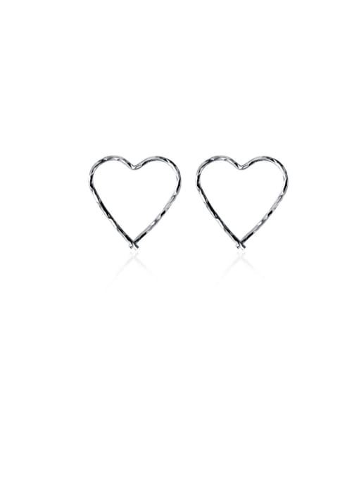 Rosh 925 Sterling Silver With Platinum Plated Simplistic Line Heart Clip On Earrings 3