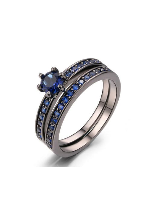 KENYON Fashion Cubic Blue Zirconias Copper Lovers Ring