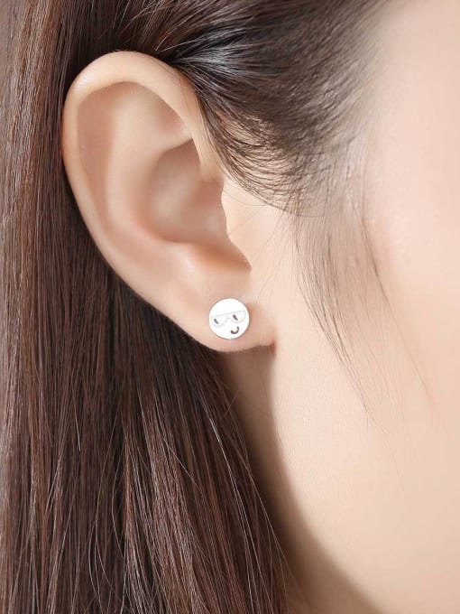 CCUI 925 Sterling Silver With 18k Gold Plated Cute Face Stud Earrings 1