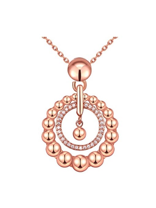 Rose Gold Simple Round Copper Rhinestones Necklace